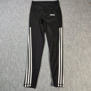 Adidas Climalite Legging Womens Size Small Black White 3 Stripe Training Pants
